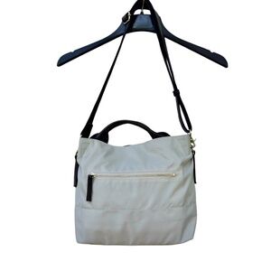 Lily Japanese Nylon Gray Lightweight Bag with Black Leather Straps